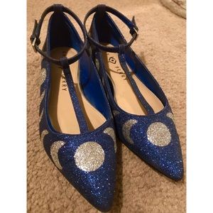 Katy Perry Marian Flat Moon Phase Blue/Silver  S6